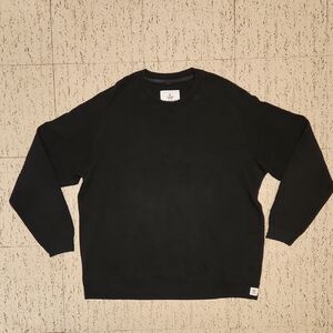 Reigning Champ Deep Black Waffle Knit Cotton Pullover Crewneck Sweater